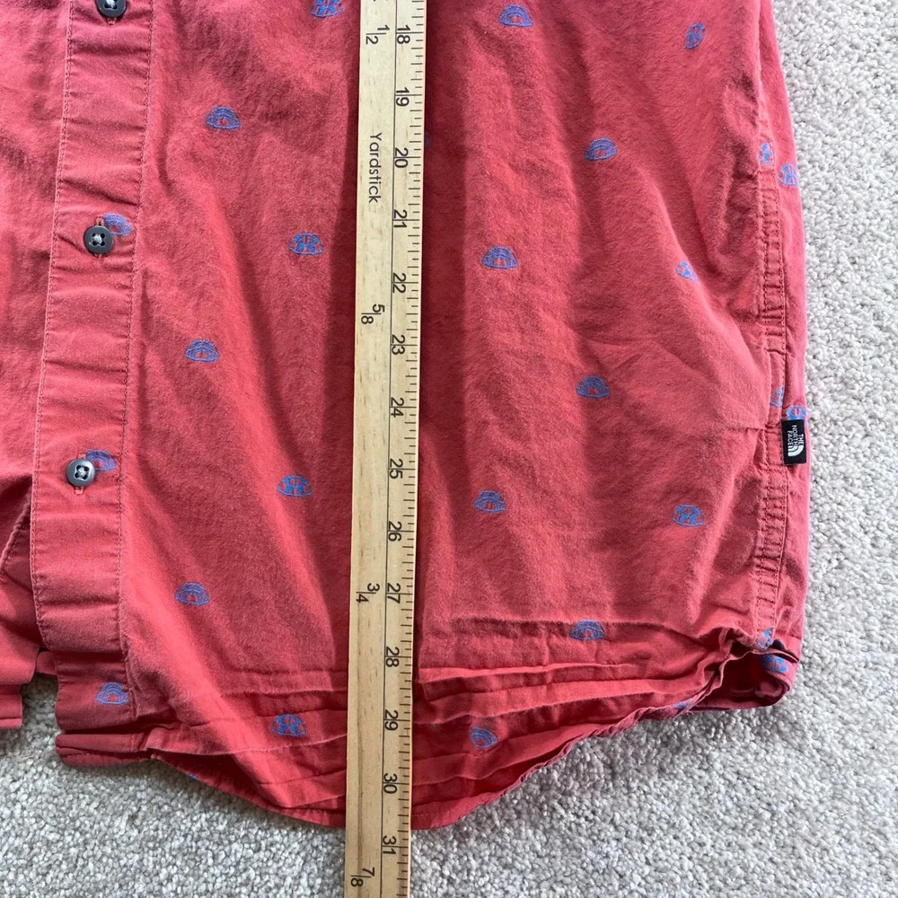 The North Face Shirt Mens XL Red Blue Dome‎ Print Short Sleeve Cotton Button Up